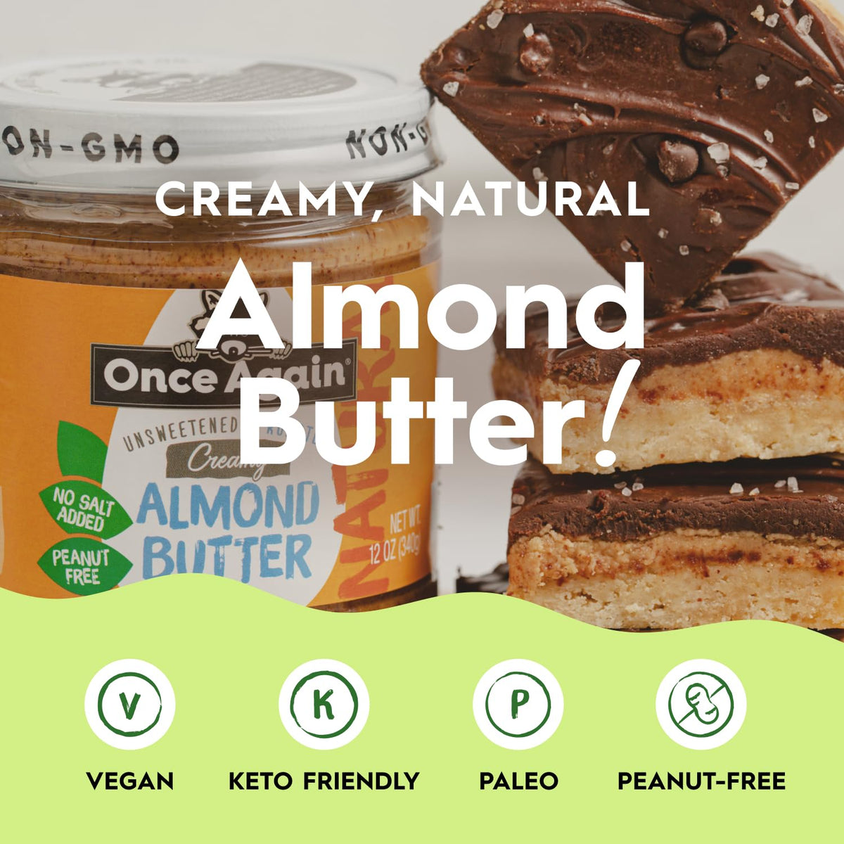 Once Again Creamy Natural Almond Butter – No Sugar, Lightly Toasted, 9 lb Bucket
