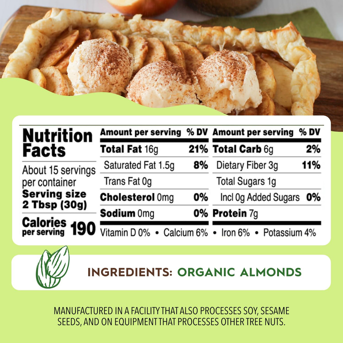 Once Again Creamy Organic Almond Butter – No Sugar, Lightly Toasted, Single Ingredient, Glass Jar (6-Pack)
