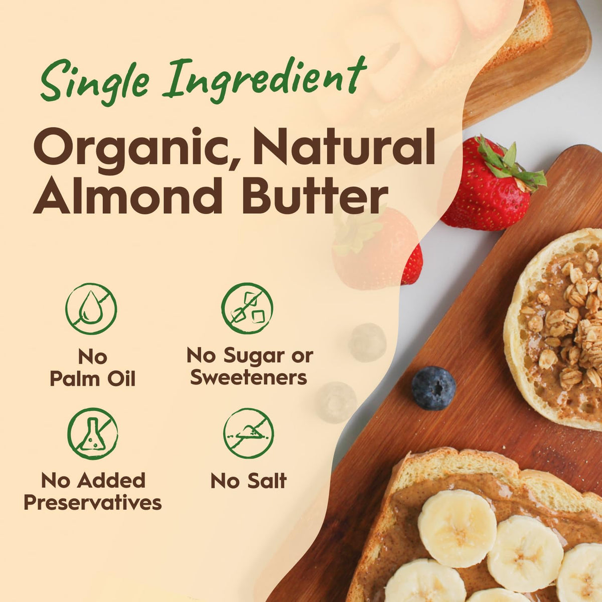 Once Again Creamy Organic Almond Butter – No Sugar, Lightly Toasted, Single Ingredient, Glass Jar (6-Pack)