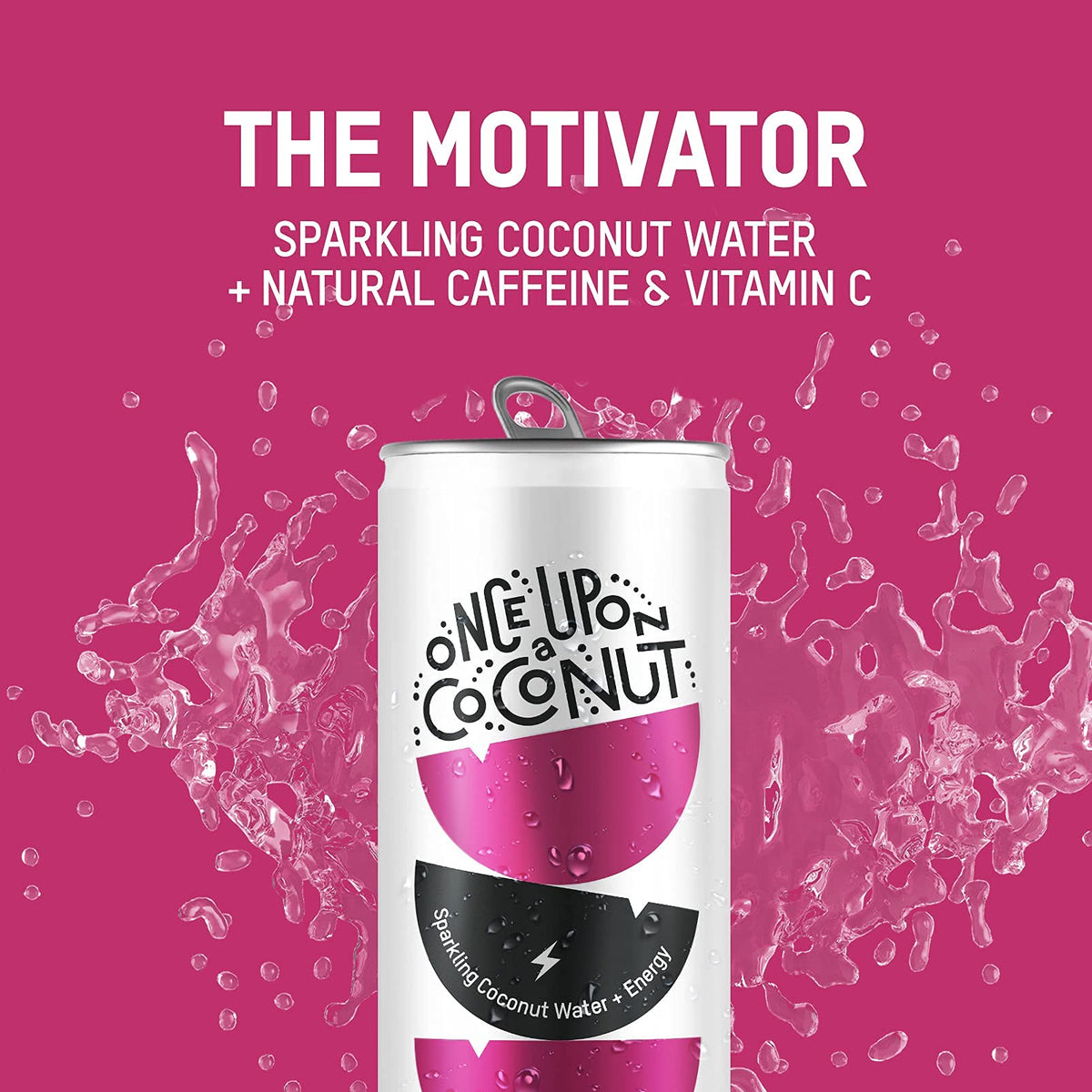 Once Upon a Coconut Sparkling Coconut Water + Energy — Low-Calorie, Electrolyte Hydration (12-Pack)
