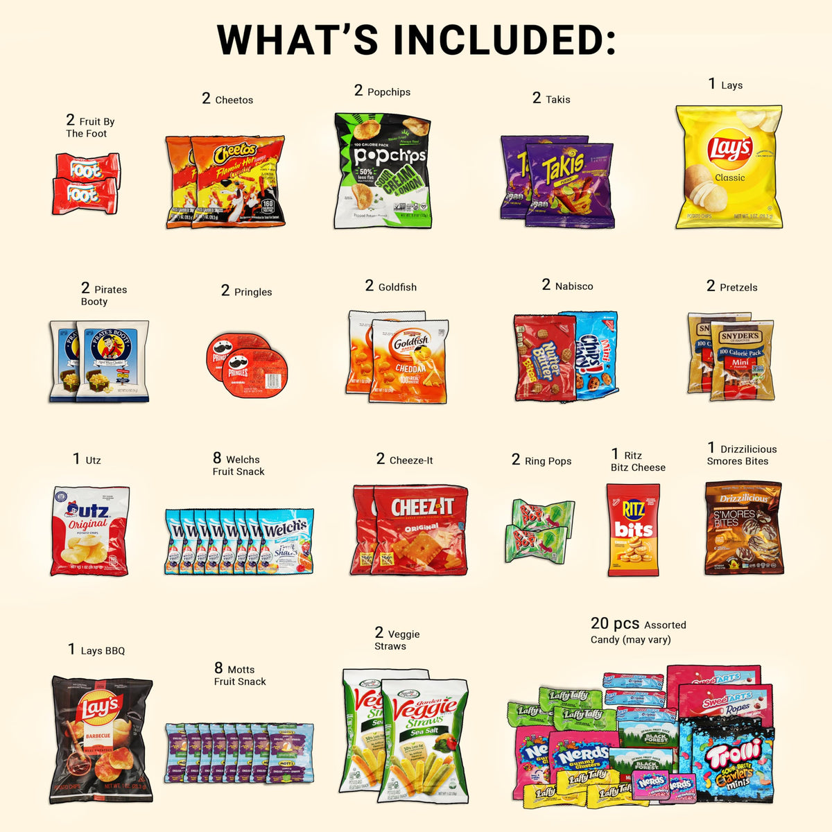 ONE CANDY WAY Snack Variety Care Package – 50-Count Ready-To-Gift Assorted Snacks