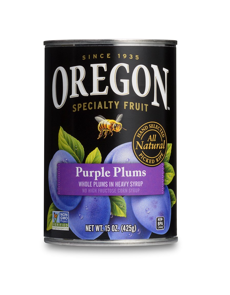Oregon Purple Plums in Heavy Syrup – 15 oz Cans (Pack of 8) | USA Grown, Kosher, Non-GMO, Gluten Free, BPA-Free Can Lining