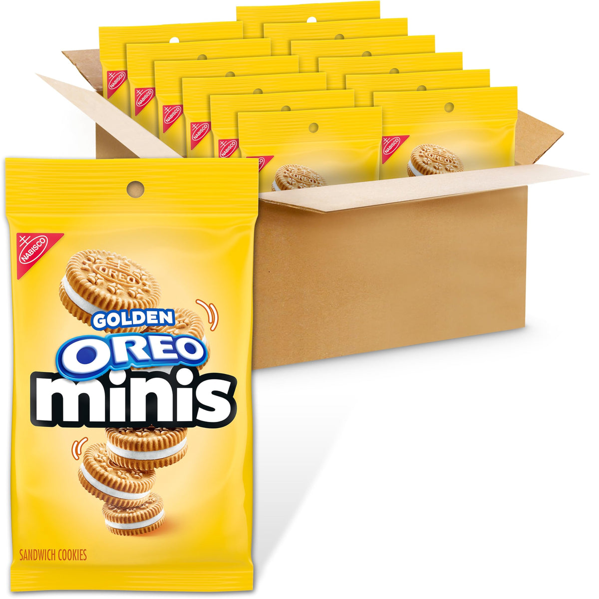 OREO Minis Golden Sandwich Cookies - 12 Pack, 3 oz Bags