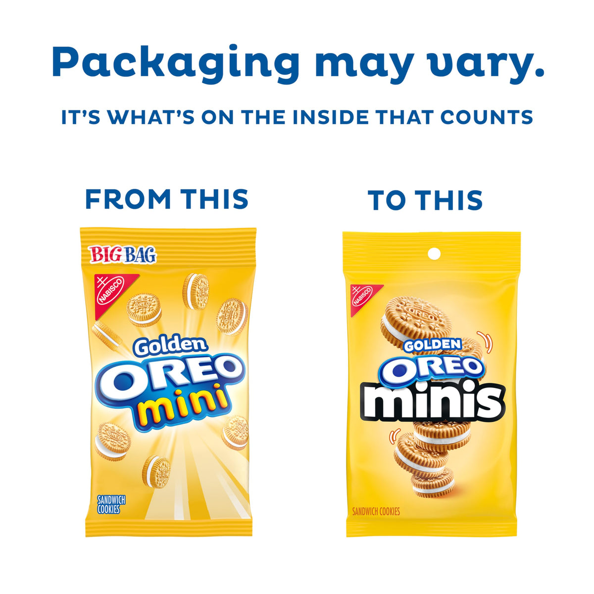 OREO Minis Golden Sandwich Cookies - 12 Pack, 3 oz Bags