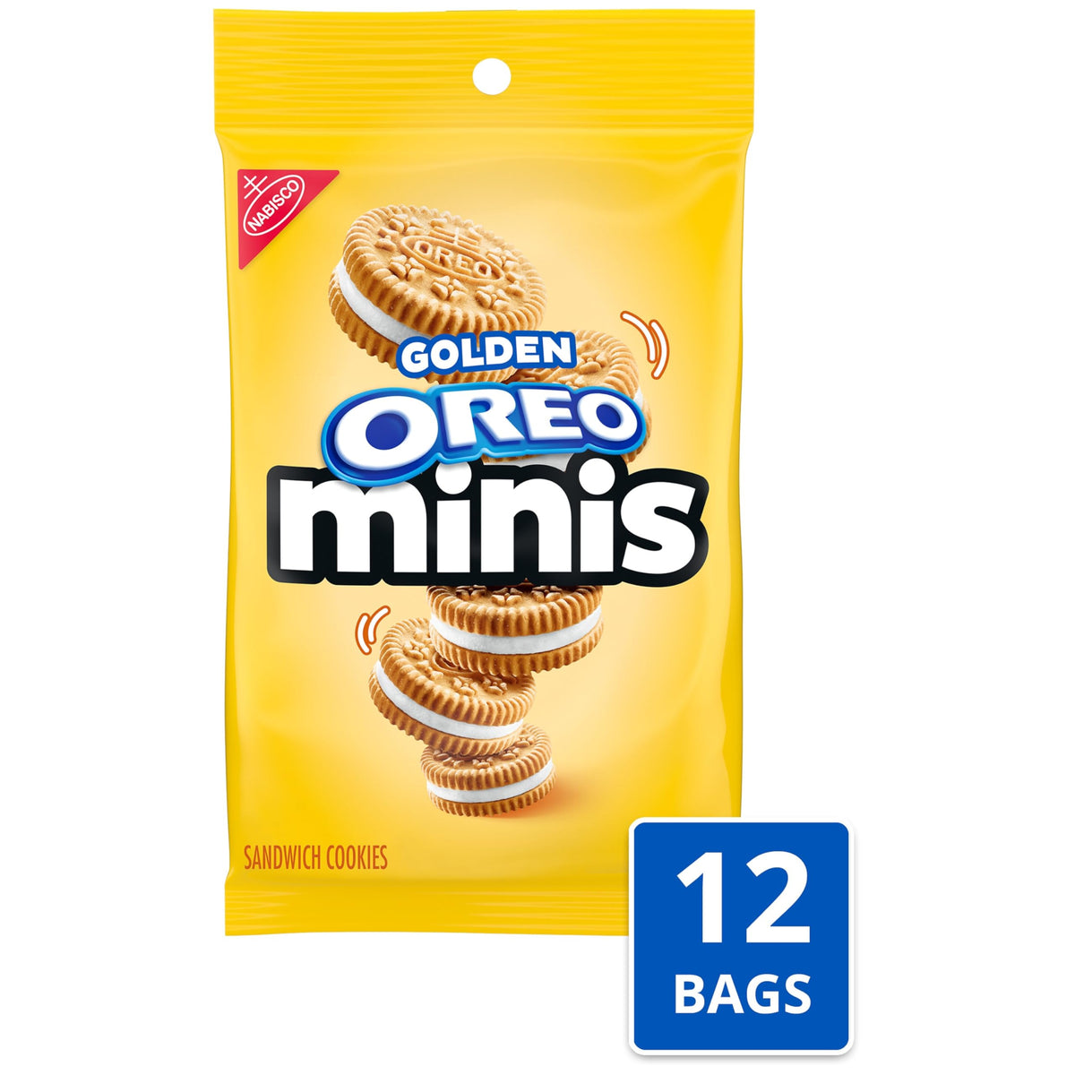 OREO Minis Golden Sandwich Cookies - 12 Pack, 3 oz Bags