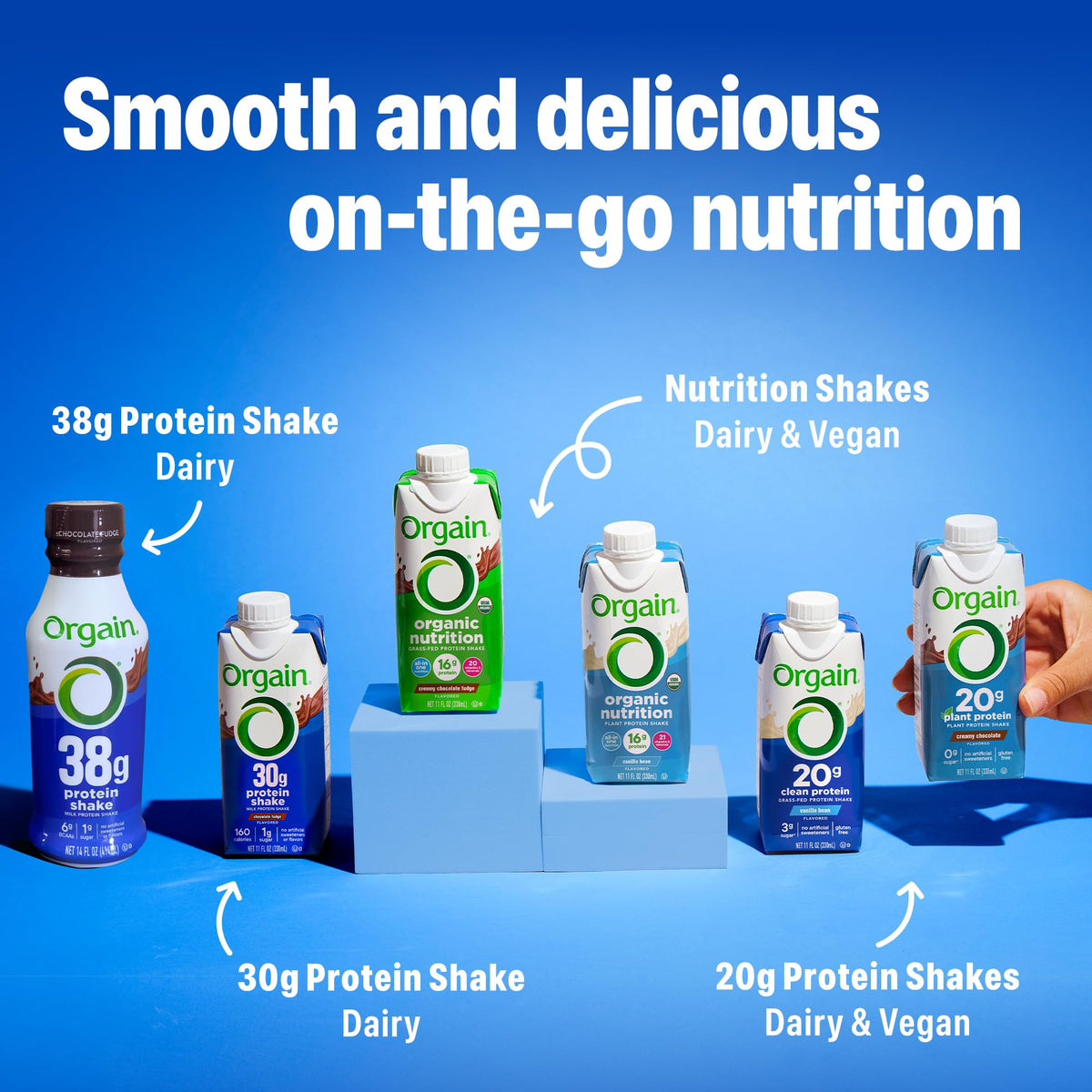 Orgain Organic Vegan Protein Shake, Creamy Chocolate — 20g Plant-Based Protein, Ready-to-Drink, 11 oz (12 Pack)