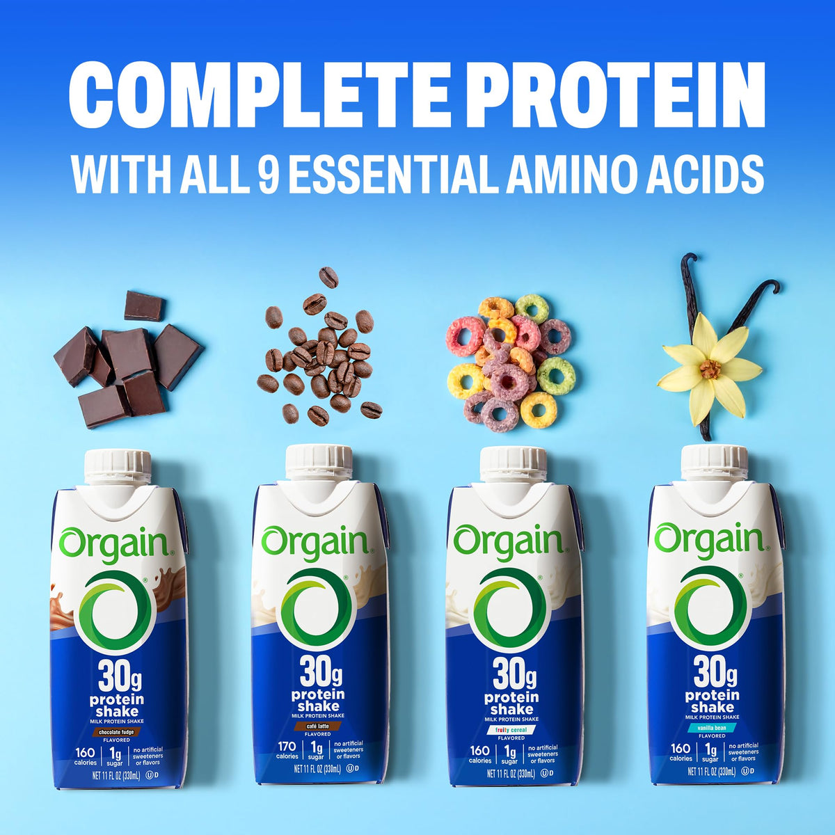 Orgain 30g High Protein Shake – Chocolate Fudge, Ready-to-Drink, 11oz, 12 Pack, Keto & Gluten-Free