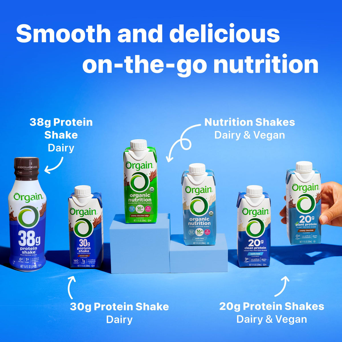 Orgain 30g High Protein Shake – Chocolate Fudge, Ready-to-Drink, 11oz, 12 Pack, Keto & Gluten-Free