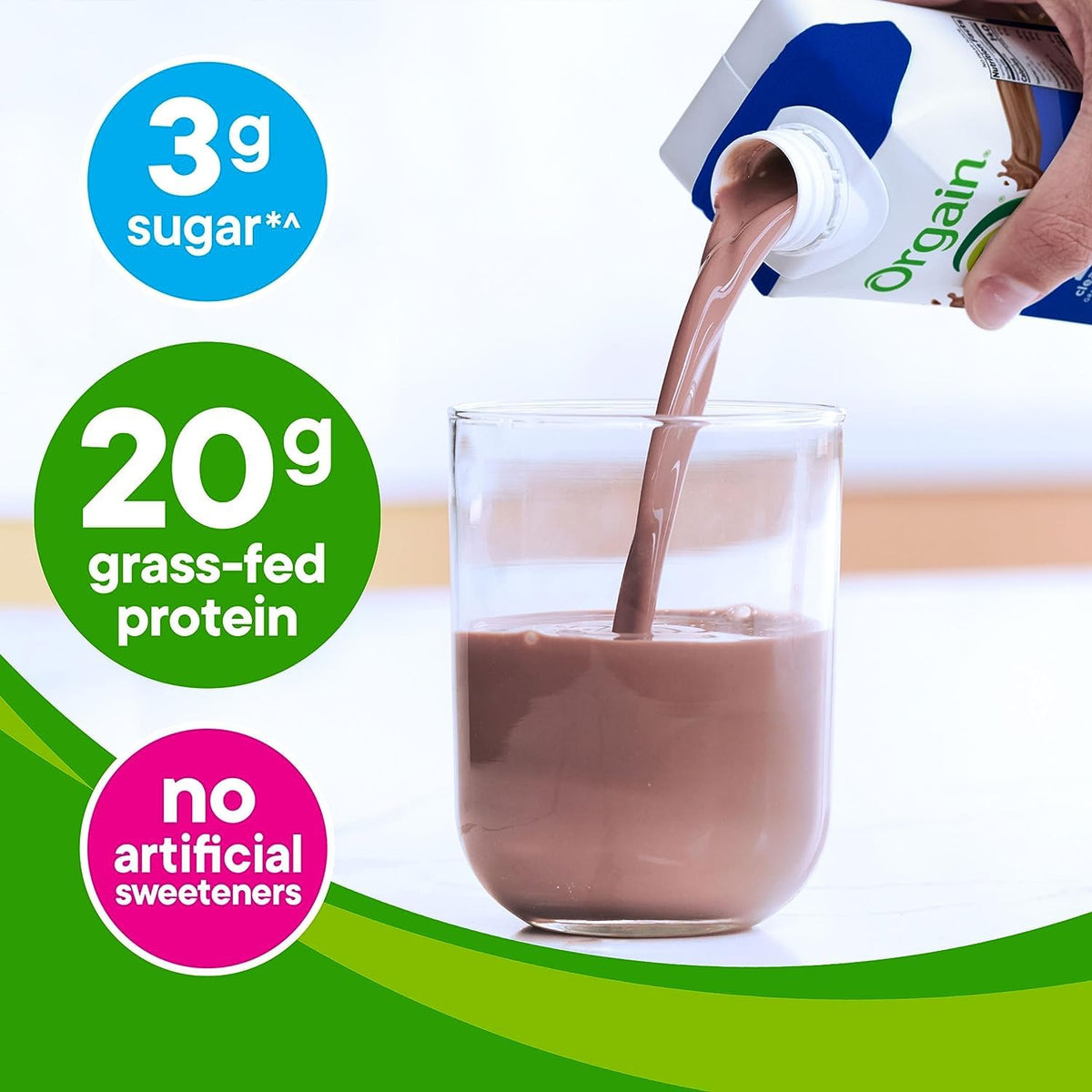 Orgain Clean Protein Shake – Creamy Chocolate Fudge, Grass-Fed Dairy, 20g Protein, 11oz RTD (Pack of 12)