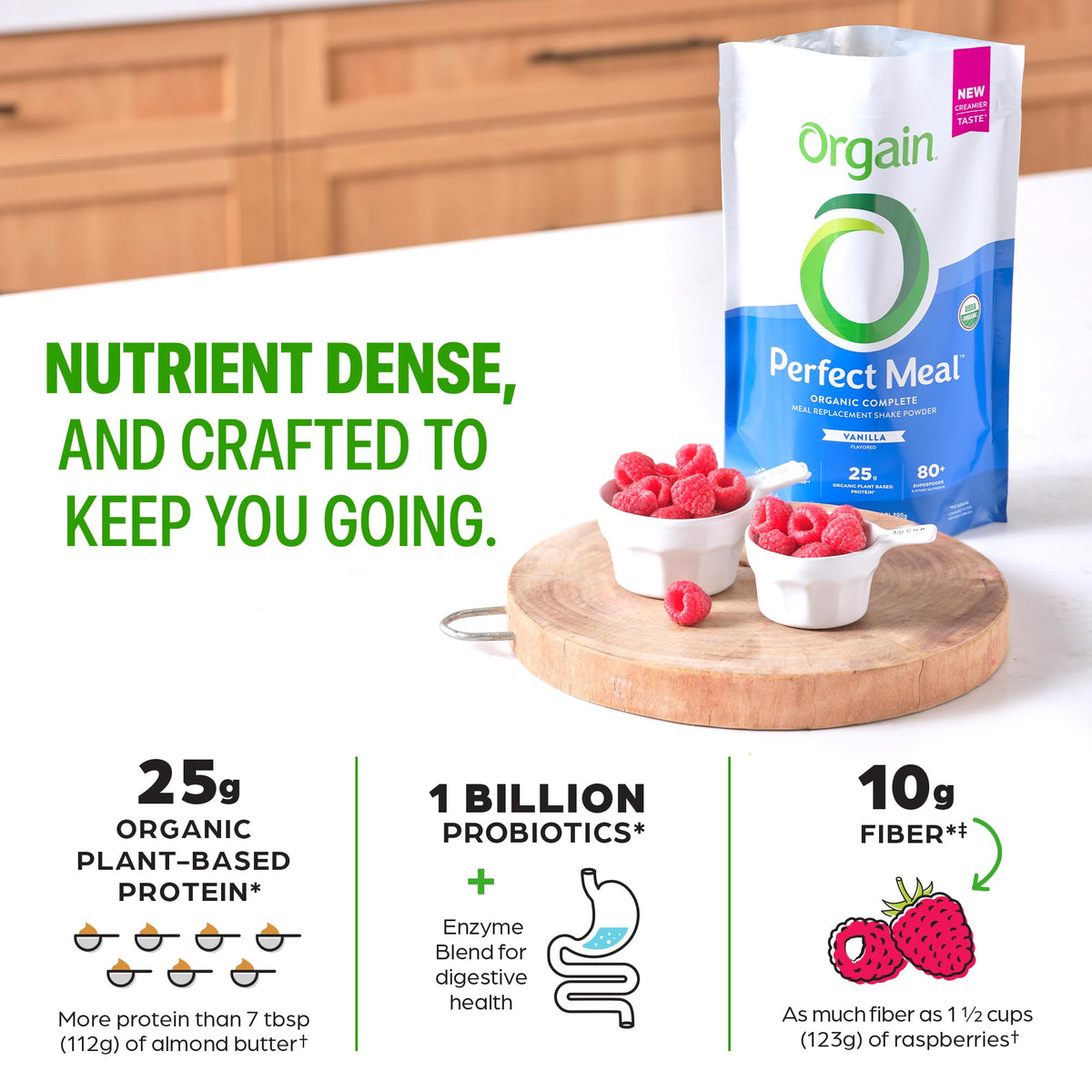 Orgain Perfect Meal Vanilla — Organic Vegan Meal Replacement, 25g Protein, 80+ Superfoods