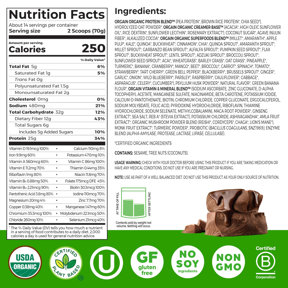 Orgain Perfect Meal – Organic Vegan Meal Replacement Protein Powder (Chocolate) | 25g Protein, 80+ Superfoods