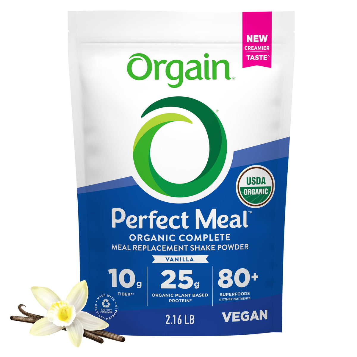 Orgain Perfect Meal Vanilla — Organic Vegan Meal Replacement, 25g Protein, 80+ Superfoods