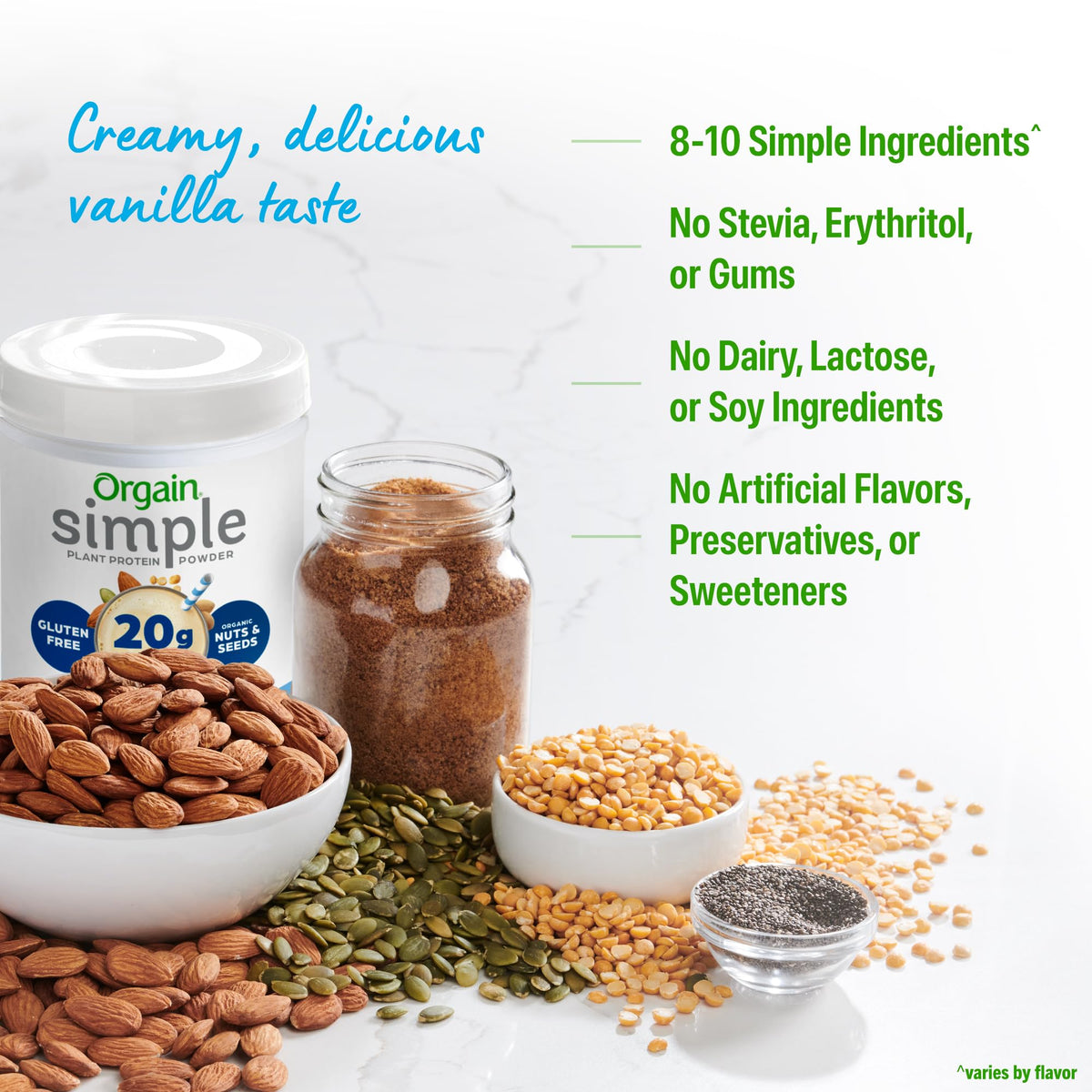 Orgain Organic Simple Vegan Protein Powder – Vanilla, 20g Plant-Based Protein, 8–10 Simple Ingredients, Gluten Free