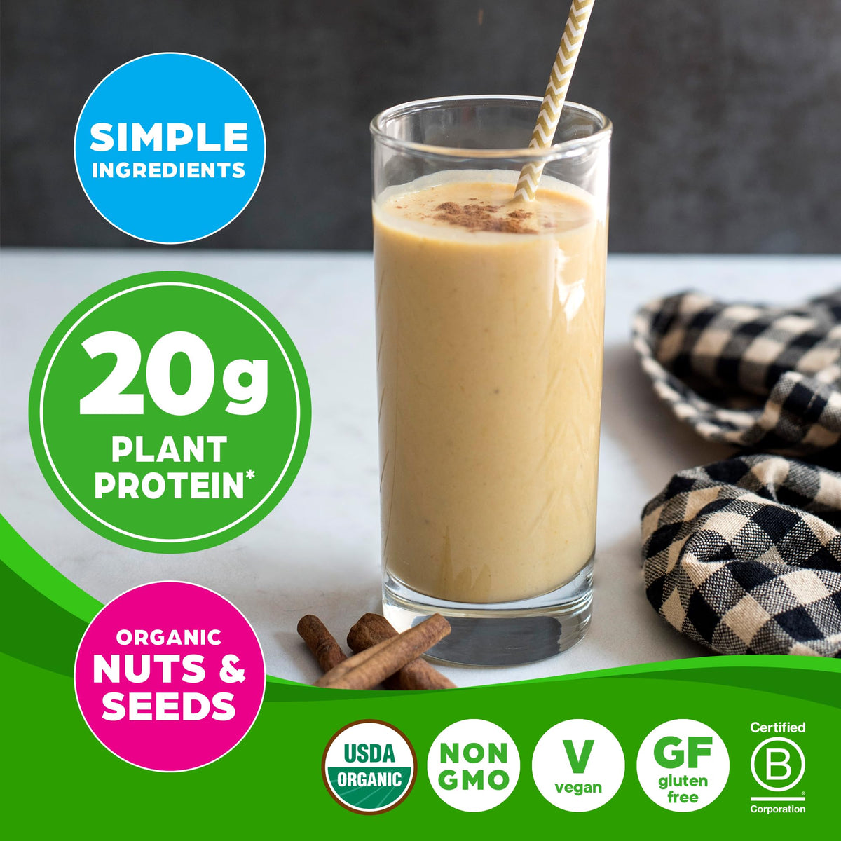 Orgain Organic Simple Vegan Protein Powder – Vanilla, 20g Plant-Based Protein, 8–10 Simple Ingredients, Gluten Free