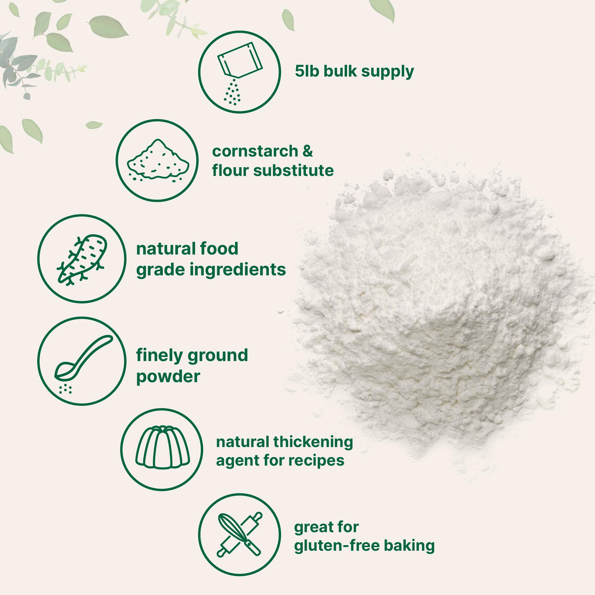 Micro Ingredients Organic Arrowroot Powder, 5 lb | Gluten-Free, Non-GMO Starch for Cooking & Baking