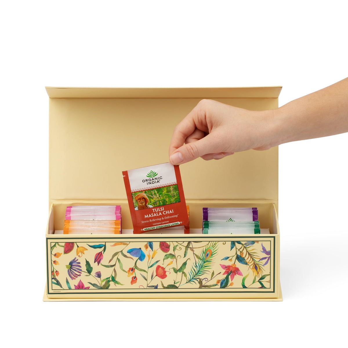 Organic India Tea Sampler Box – Tulsi Herbal Tea Gift Set (60 Tea Bags)