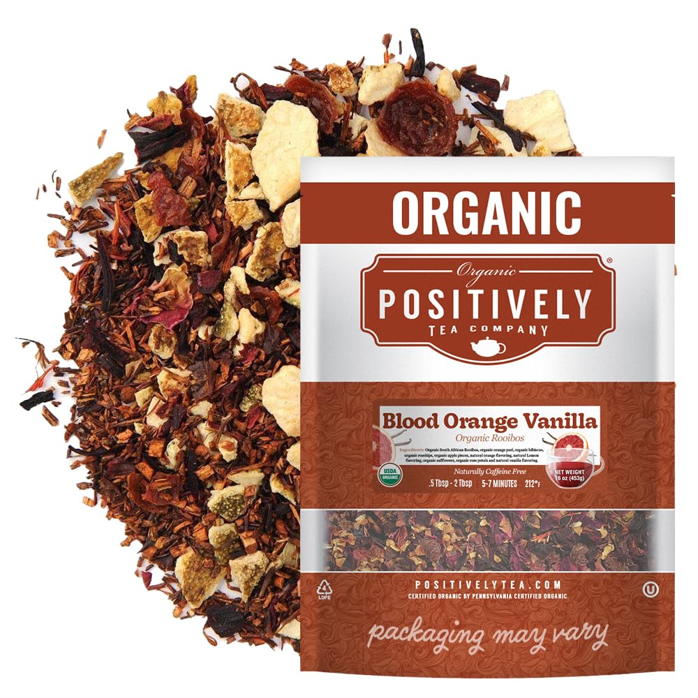 Organic Positively Tea Company Blood Orange Vanilla Rooibos Tea – Loose Leaf, 16 Ounce