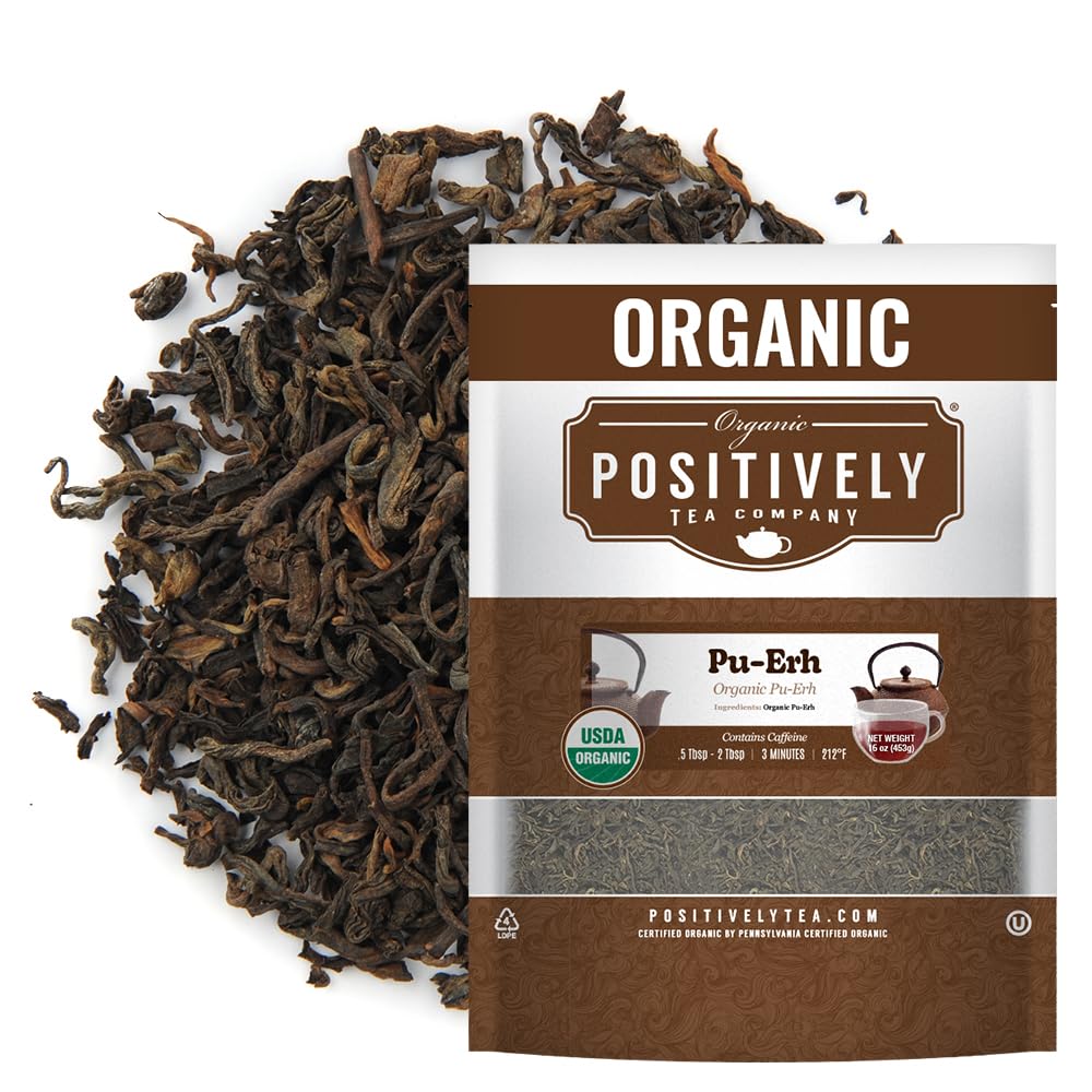 Organic Positively Tea Company Pu-Erh Tea – Loose Leaf, 16 Ounce | USDA Organic