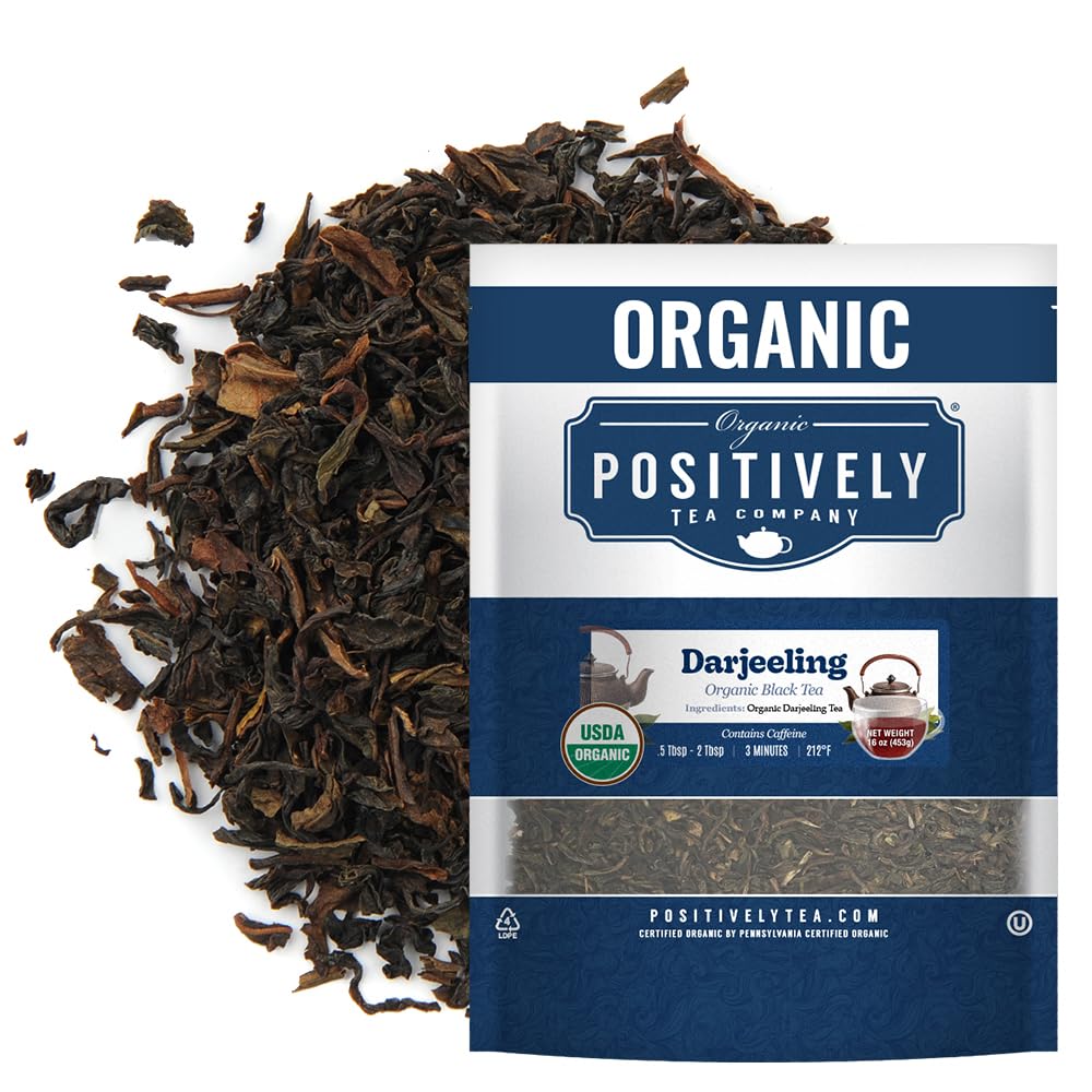 Organic Positively Tea Company Darjeeling Black Tea – Loose Leaf, 16 oz (USDA Organic)
