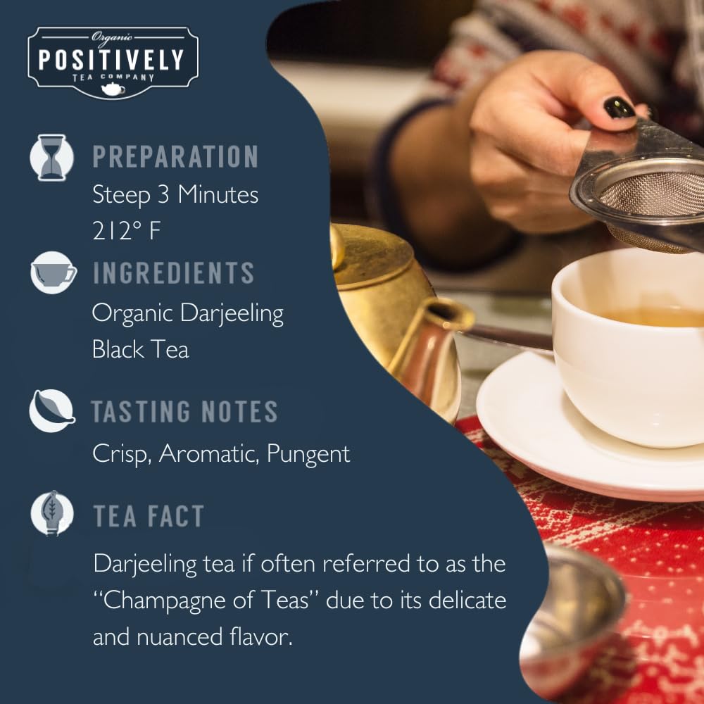 Organic Positively Tea Company Darjeeling Black Tea – Loose Leaf, 16 oz (USDA Organic)