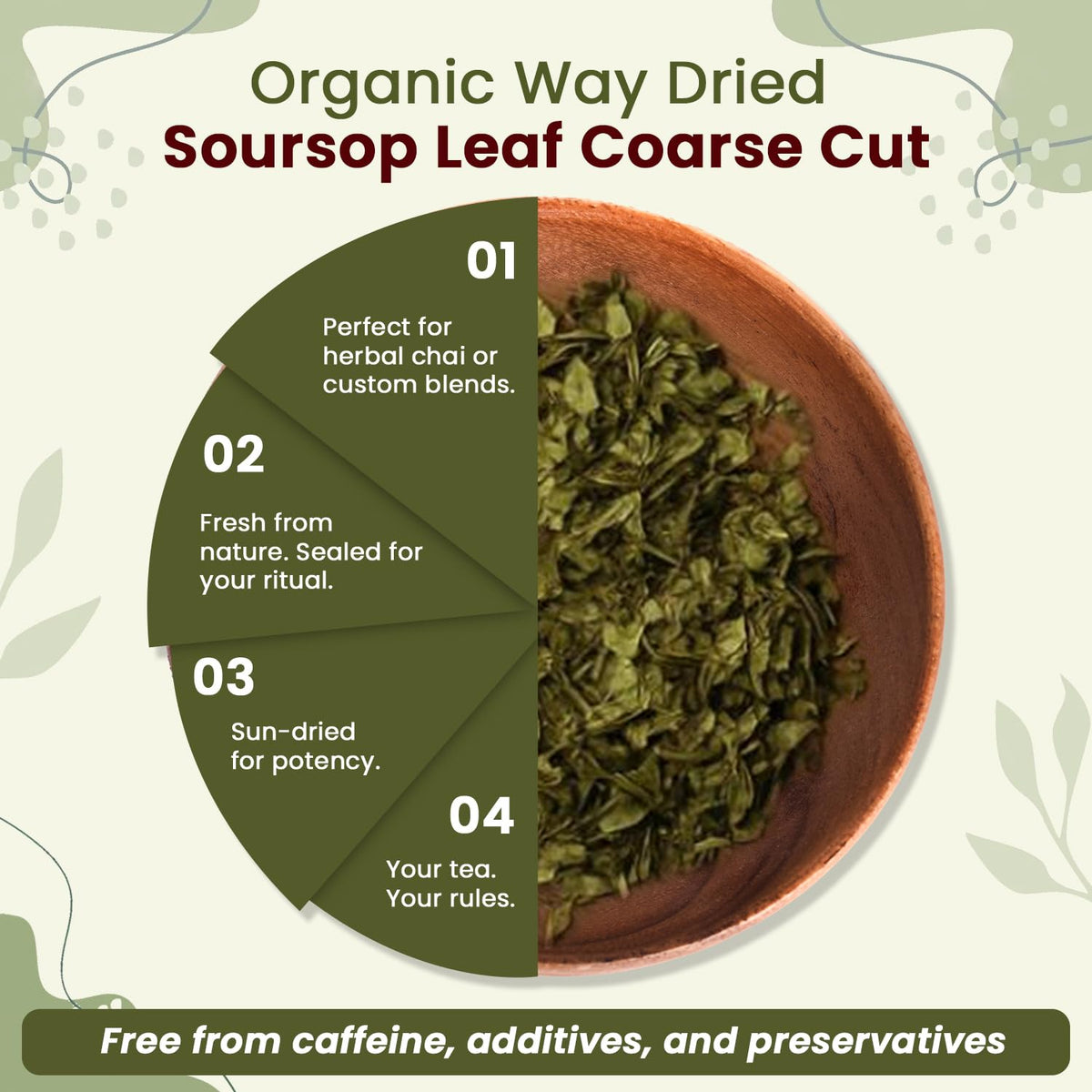 Organic Way Dried Soursop Leaf Coarse Cut – Herbal Tea, Kosher Certified, Vegan & Gluten Free