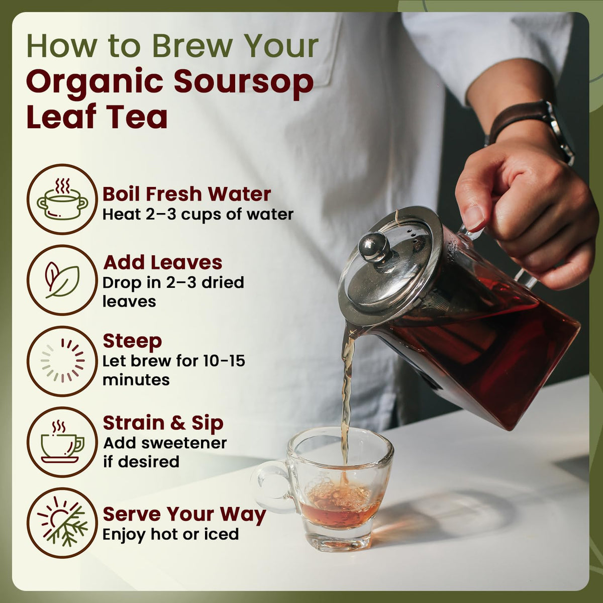 Organic Way Dried Soursop Leaf Coarse Cut – Herbal Tea, Kosher Certified, Vegan & Gluten Free