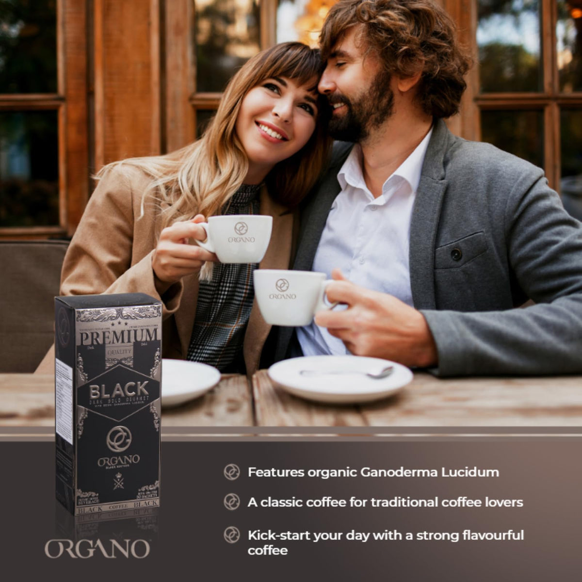 ORGANO Gourmet Black Coffee with Organic Ganoderma Lucidum – 3 Boxes, 90 Sachets