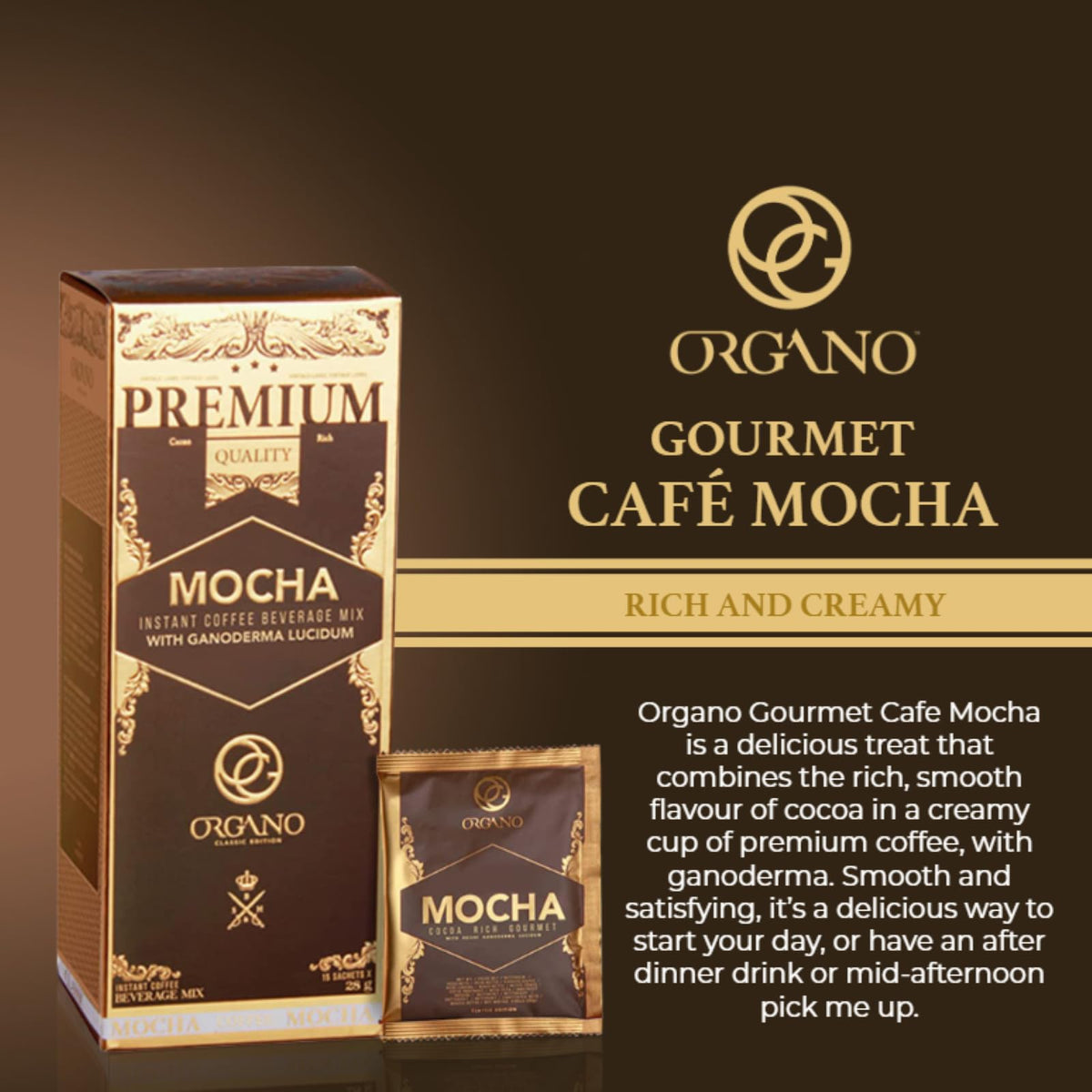 ORGANO Gourmet Cafe Mocha – 15 Sachets Instant Coffee