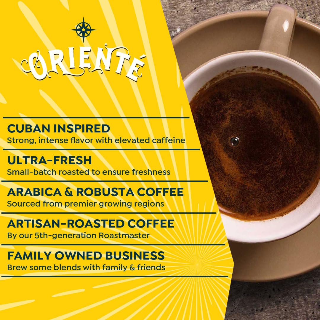 Oriente Sweetened Espresso Pods – 50 Ct Dark Roast Cuban Coffee, 100% Arabica, Keurig K-Cup Compatible