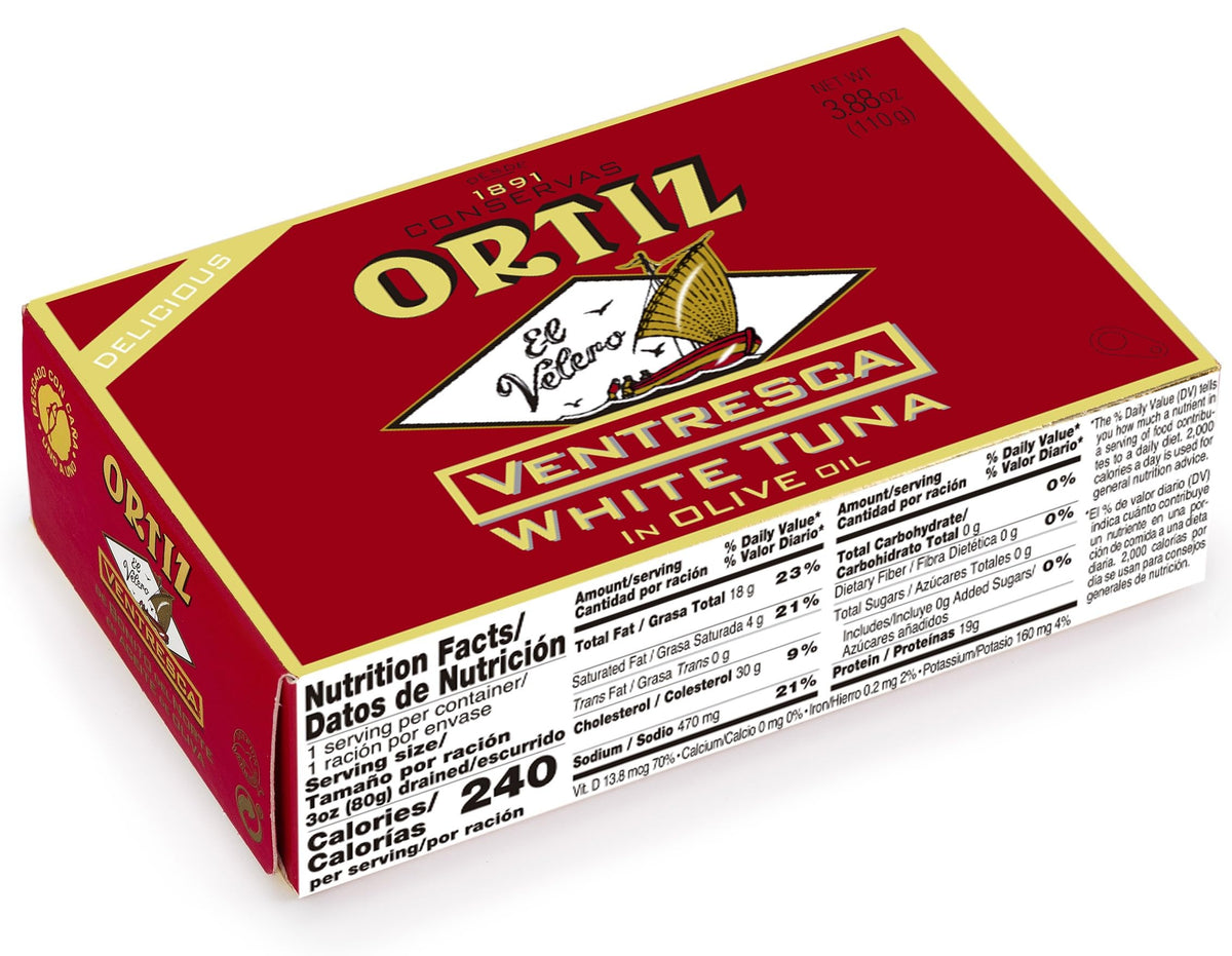 Ortiz Ventresca White Tuna Belly in Olive Oil — Tender Fillets in a 4-Pack (3.88oz each)