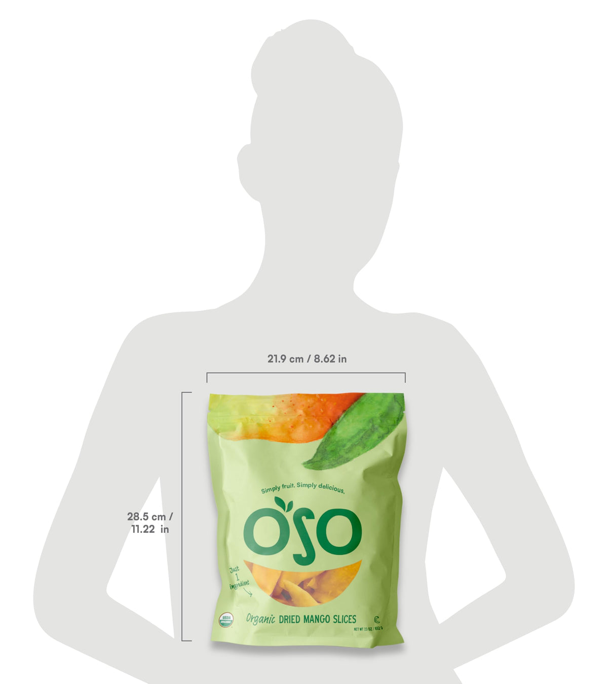Oso Snacks Dried Organic Mango Slices – 23 oz, No Sugar Added