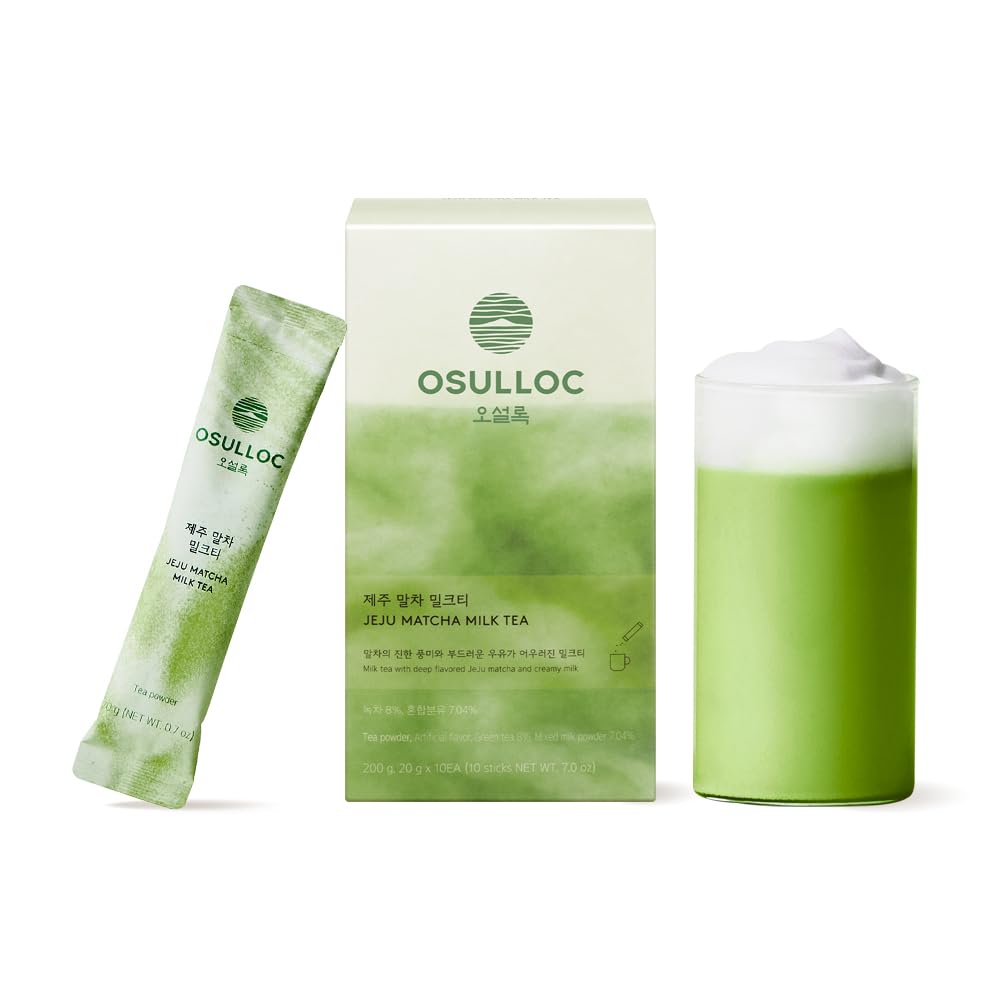 Osulloc Jeju Matcha Milk Tea Sticks – 7oz x 10 Packets | On-the-Go Powdered Tea