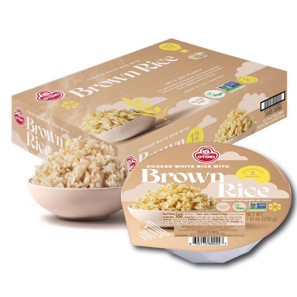 OTOKI Korean Sprouted Brown Rice Bowls – Gluten-Free, Ready in 2 Minutes (12 x 7.41 oz)