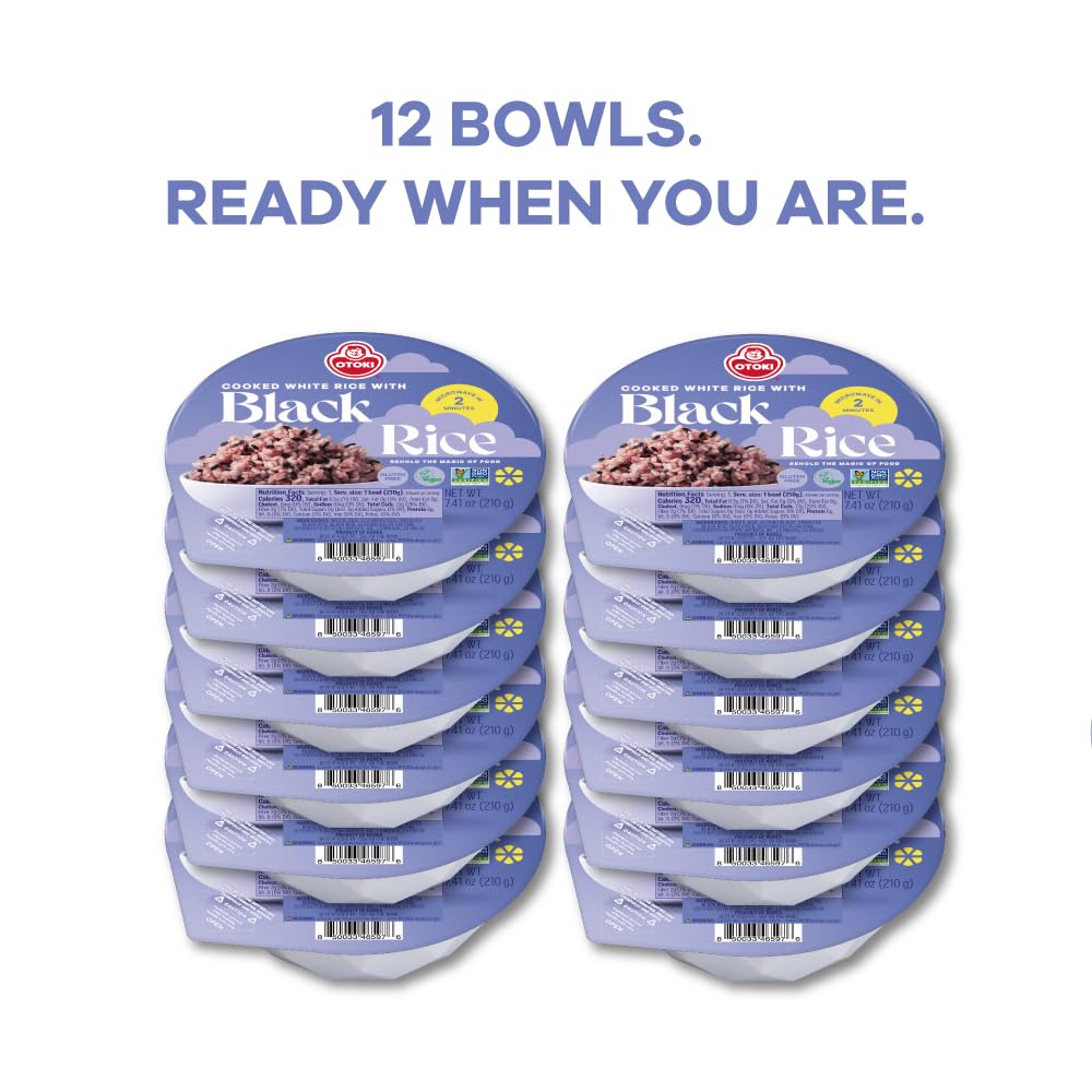 OTOKI Sprouted Black Rice Bowls – Ready in 2 Minutes, Gluten-Free & Vegan, 12 Bowls
