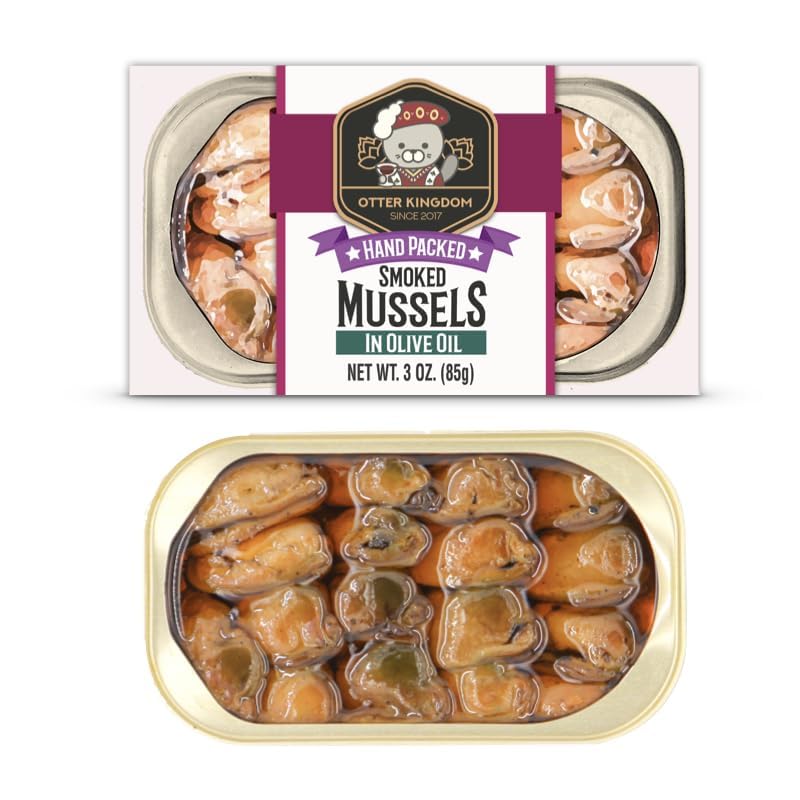 Otter Kingdom Smoked Mussels in Olive Oil – 12x3oz Cans