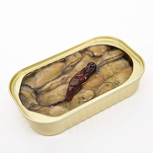 Otter Kingdom Premium Smoked Oysters with Red Chili Pepper in Olive Oil – 3oz Can, 12-Pack