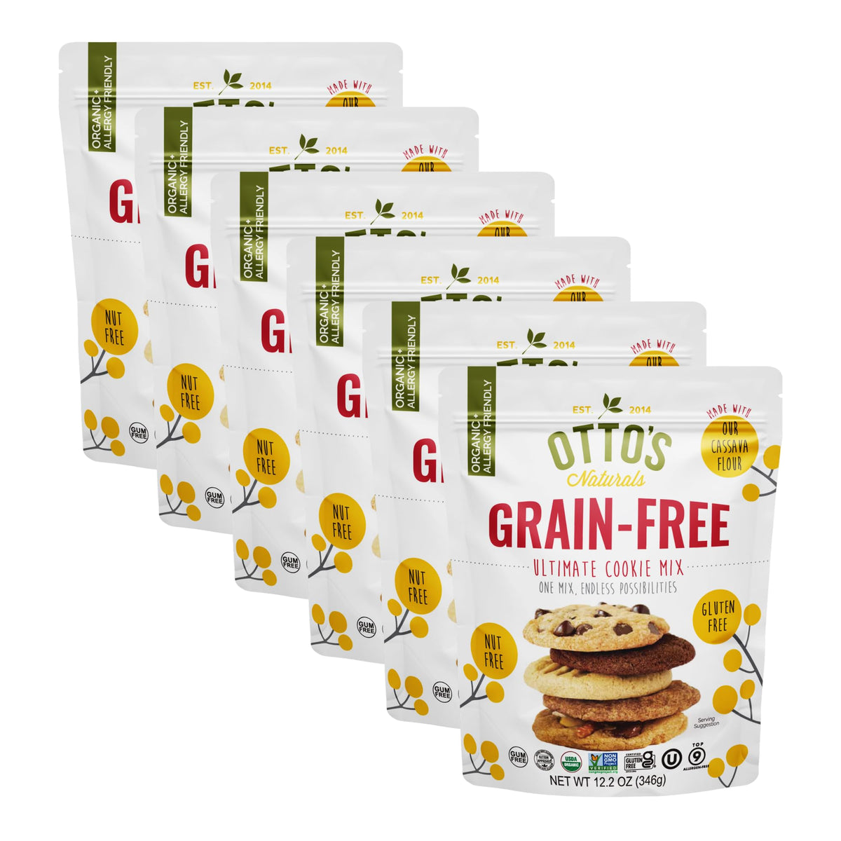 Otto's Naturals Grain-Free Ultimate Cookie Mix – 12.2 oz, 6 Pack, Top 9 Allergen-Free, Gluten Free, Vegan