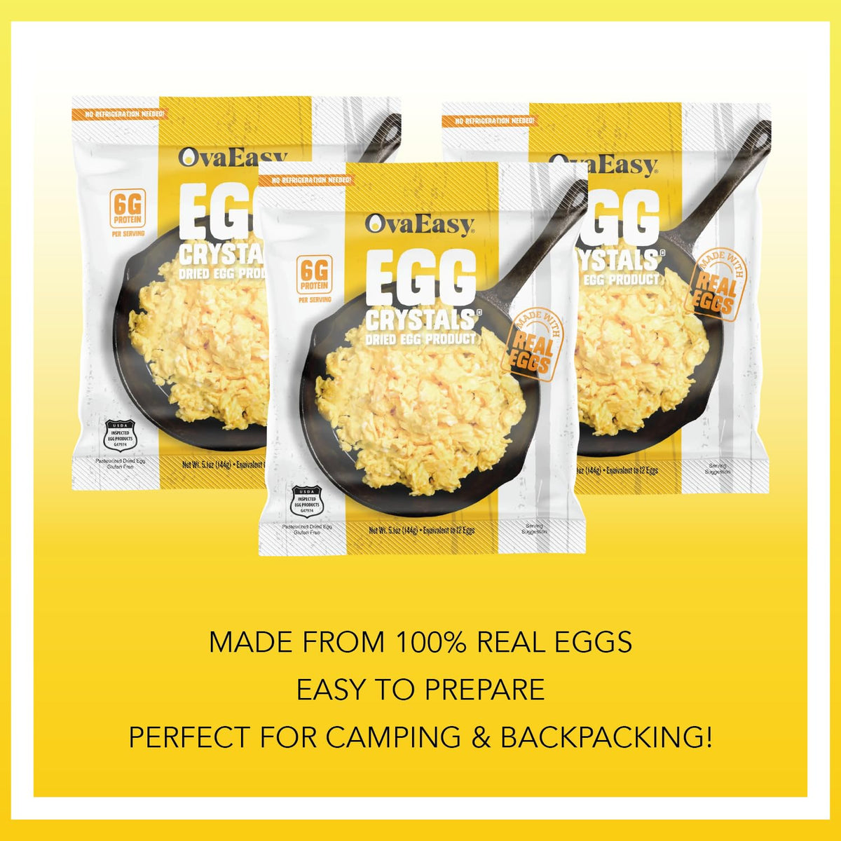 Nutriom OvaEasy Powdered Whole Eggs – 3-Pack (5.1 oz Bags)
