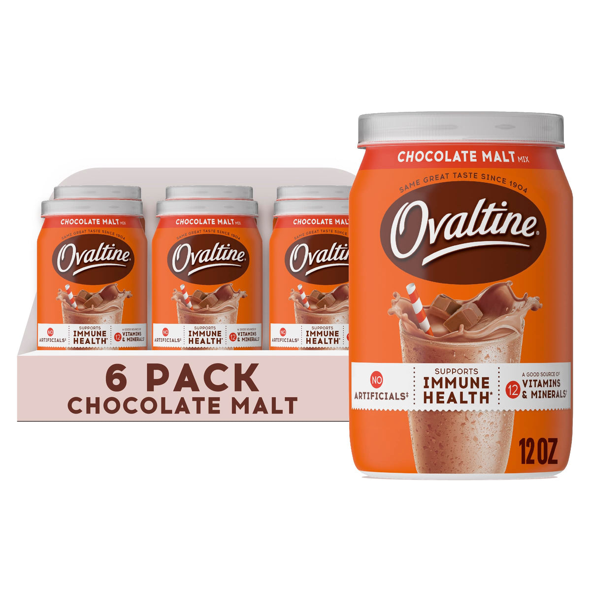 Ovaltine Chocolate Malt Milk Flavor Powder – 12 oz Canister (6-pack)