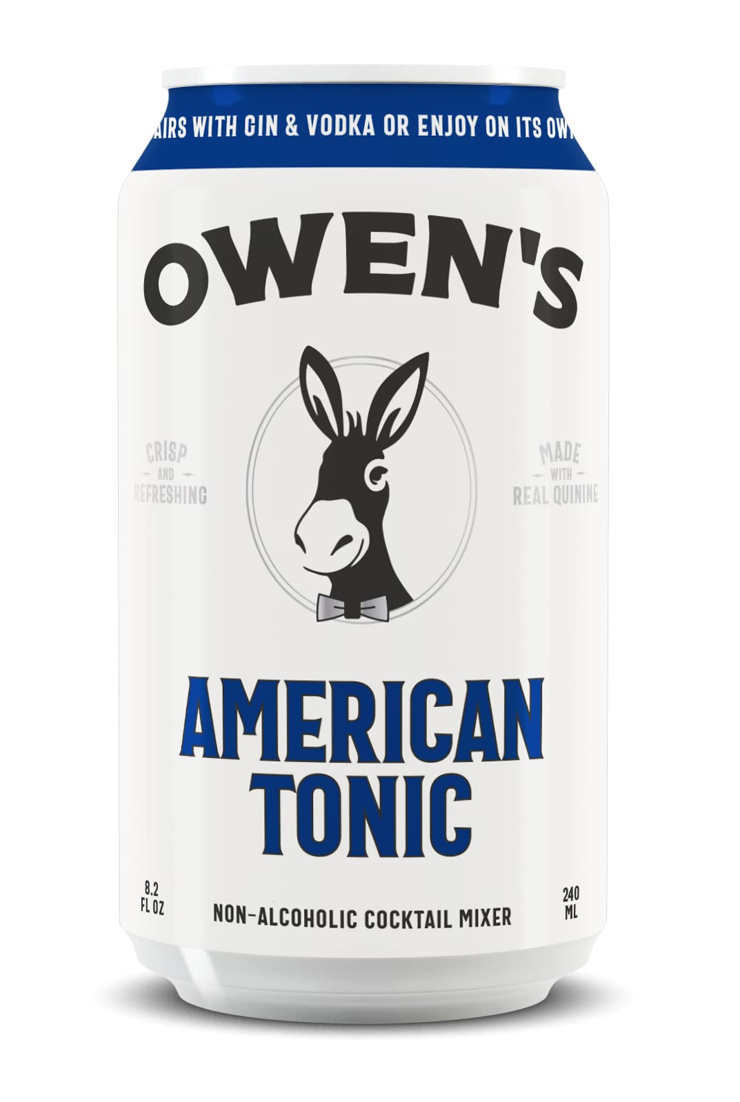 Owen's American Tonic – Premium Cocktail Mixer with Real Quinine, Zesty Finish, 8.2oz Cans (24 Pack)