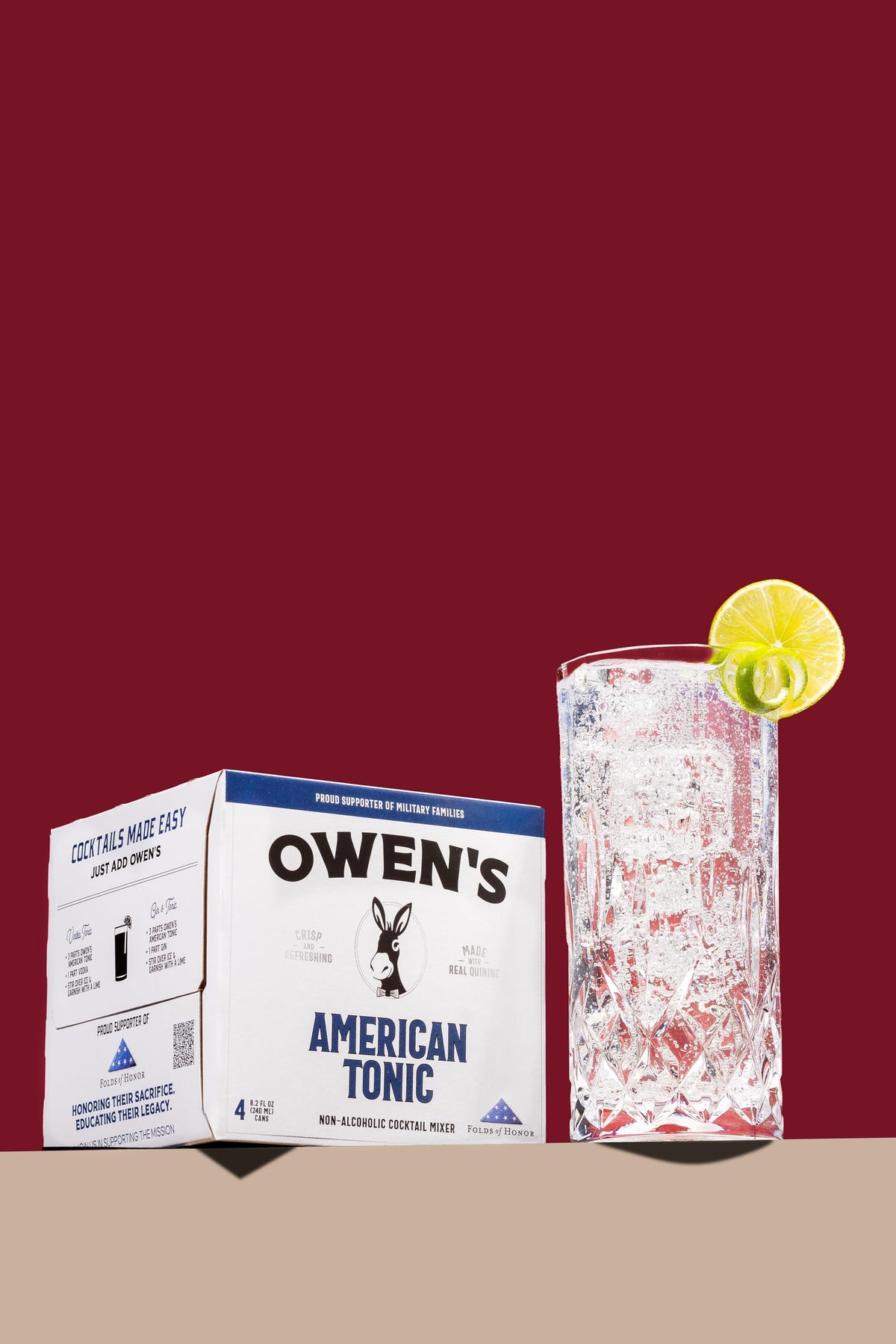 Owen's American Tonic – Premium Cocktail Mixer with Real Quinine, Zesty Finish, 8.2oz Cans (24 Pack)
