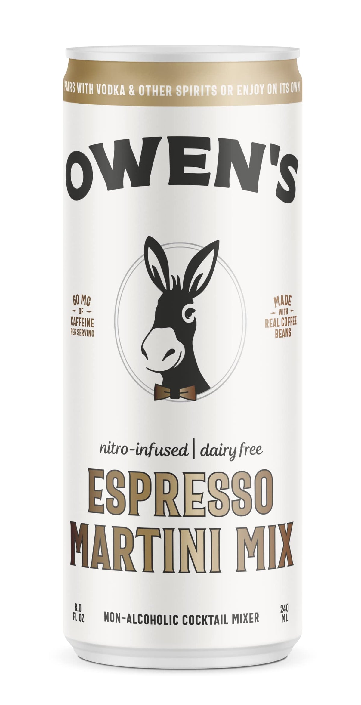 Owen's Espresso Martini Mix – Premium Non-Alcoholic Cocktail Mixer with Real Coffee Beans, Nitro-Infused, 8oz Cans (24 Pack)
