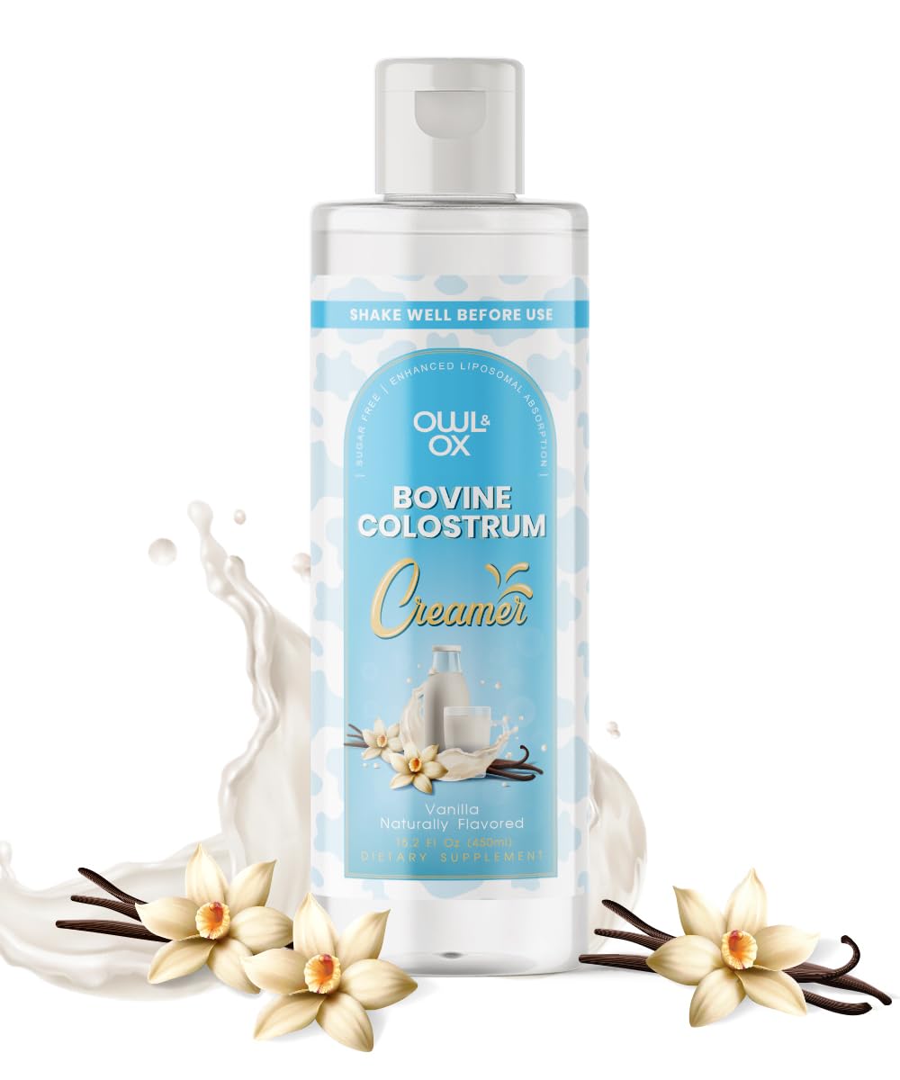 Owl & Ox Bovine Colostrum with MCT Oil – Liquid Colostrum, IgG, Lactoferrin for Gut Health & Immune Support, 30 Servings