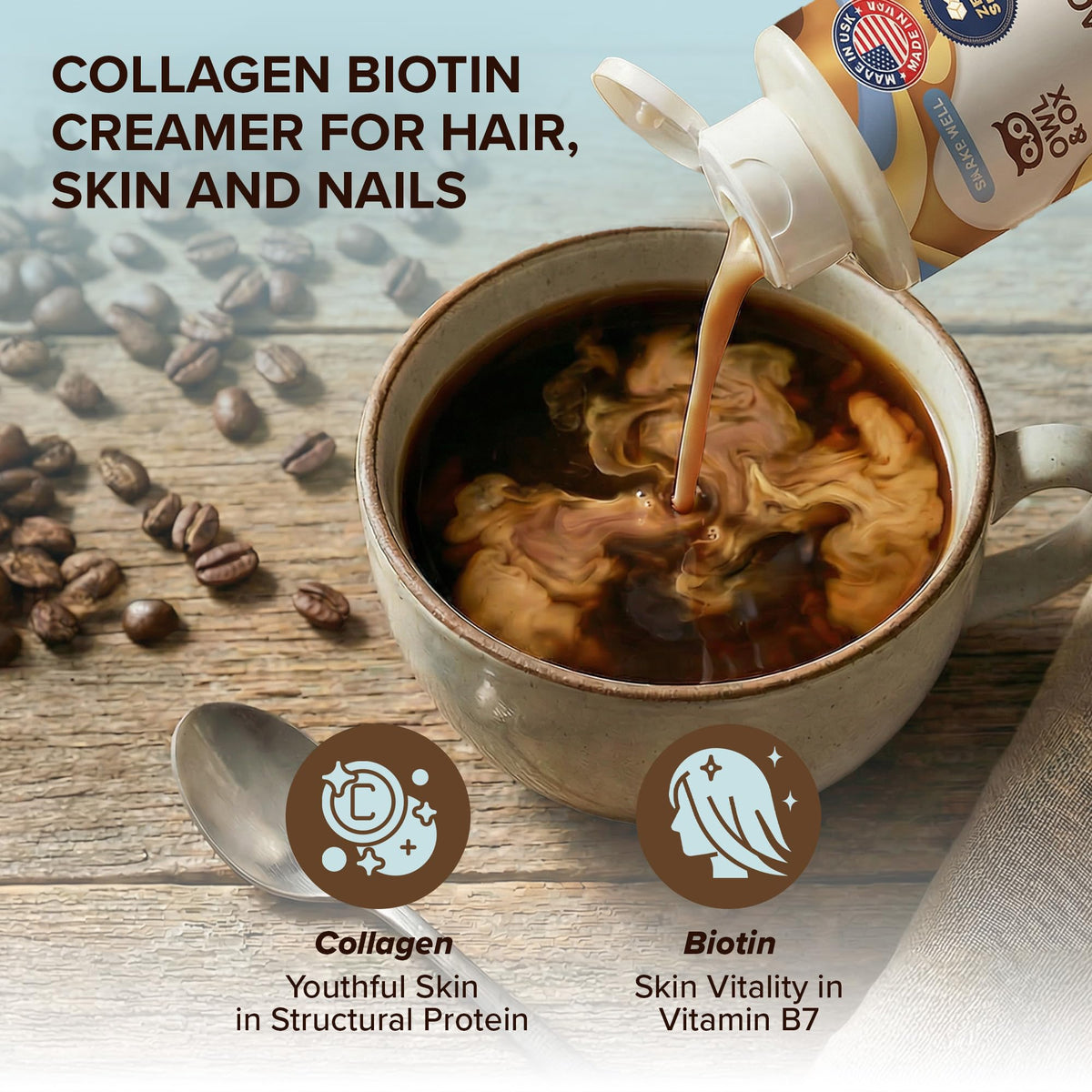 Owl & Ox Collagen Creamer for Coffee – Skin & Hair Support, Salted Caramel, 30 Servings