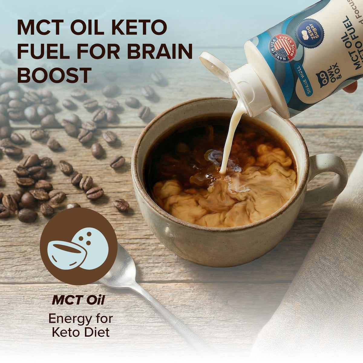 Owl & Ox MCT Oil Coffee Creamer Vanilla – Keto, Dairy-Free, 30 Servings