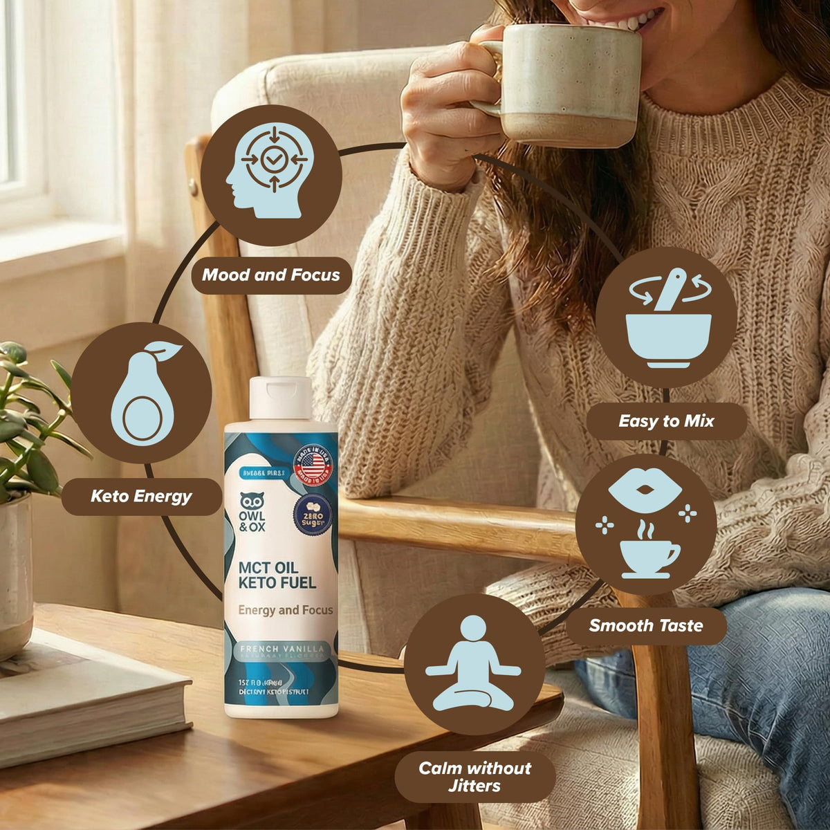 Owl & Ox MCT Oil Coffee Creamer Vanilla – Keto, Dairy-Free, 30 Servings