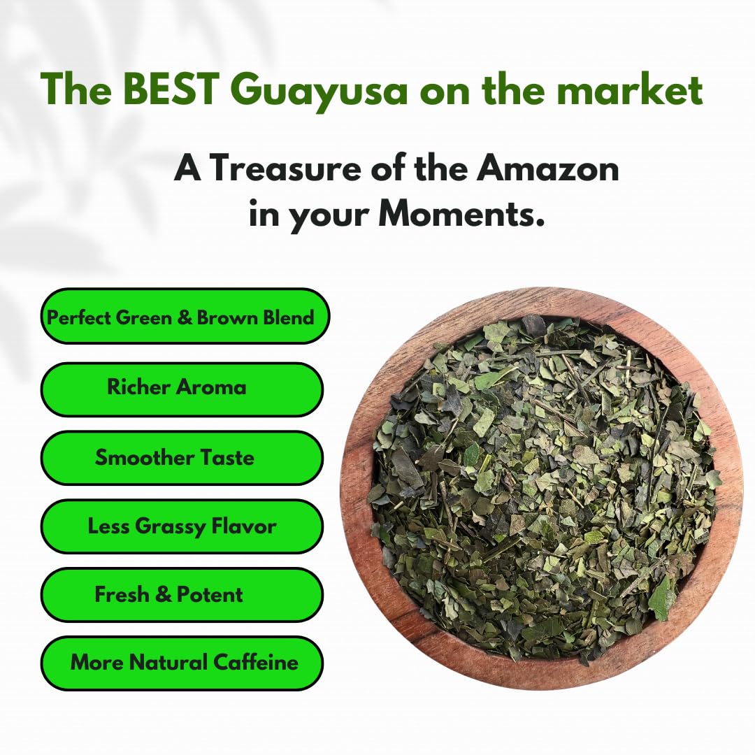 Pacha Ancient Energy Guayusa Tea - 32oz Organic Loose Leaf, 66 mg Caffeine + L-Theanine | Single Origin Ecuador