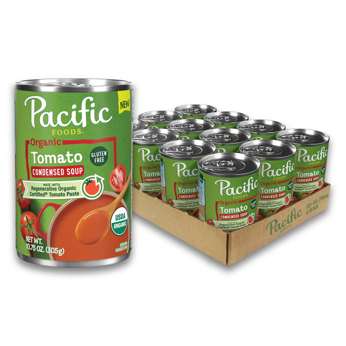 Pacific Foods Organic Condensed Tomato Soup – 12-Pack Can Case | Non-GMO & Regenerative Organic Certified