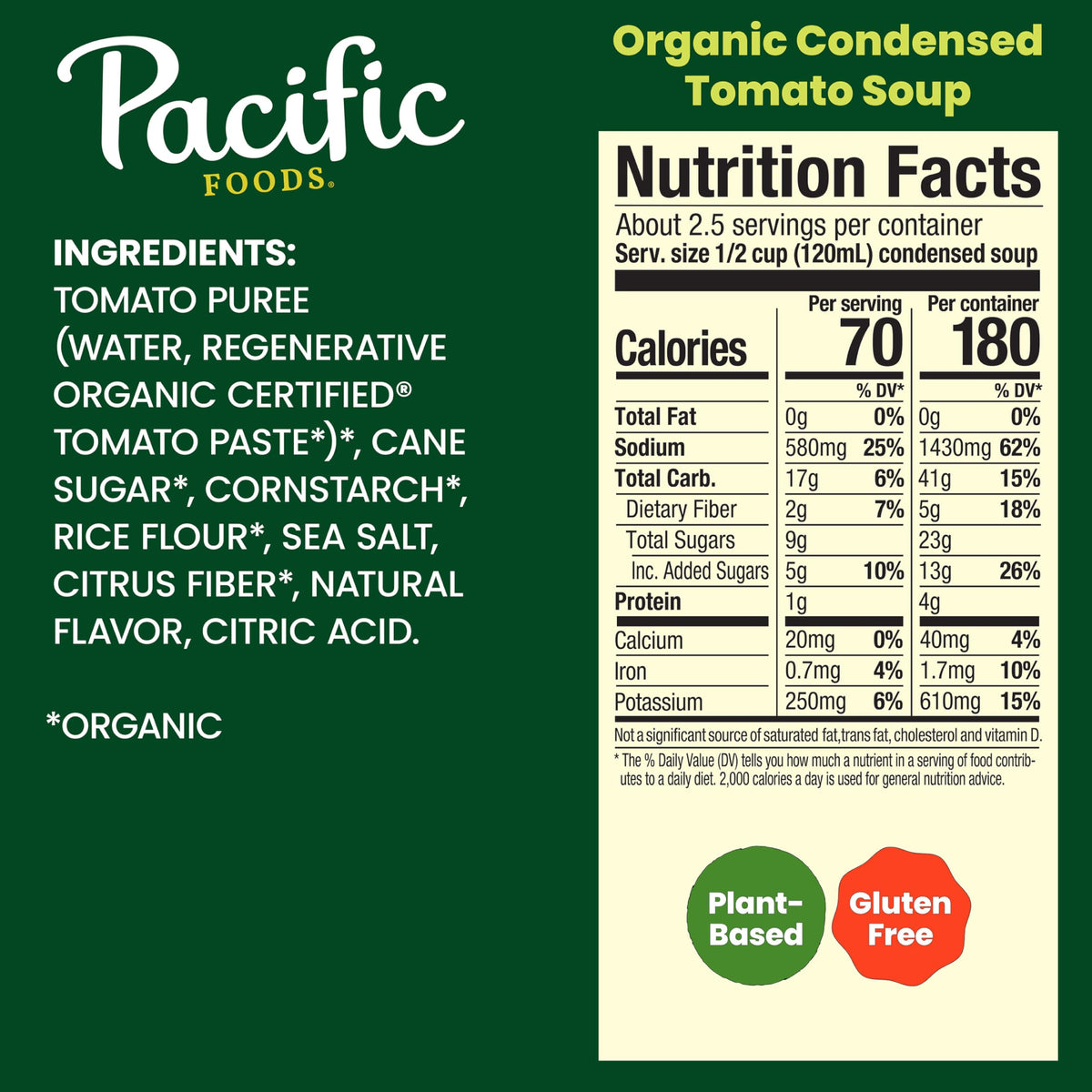 Pacific Foods Organic Condensed Tomato Soup – 12-Pack Can Case | Non-GMO & Regenerative Organic Certified