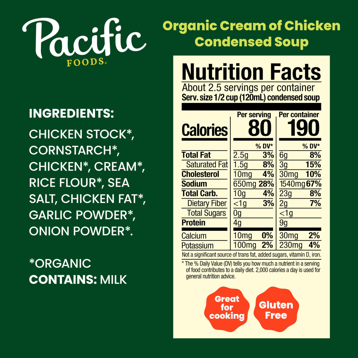 Pacific Foods Organic Cream of Chicken Soup 10.5 oz Can (Case of 12) | Gluten Free